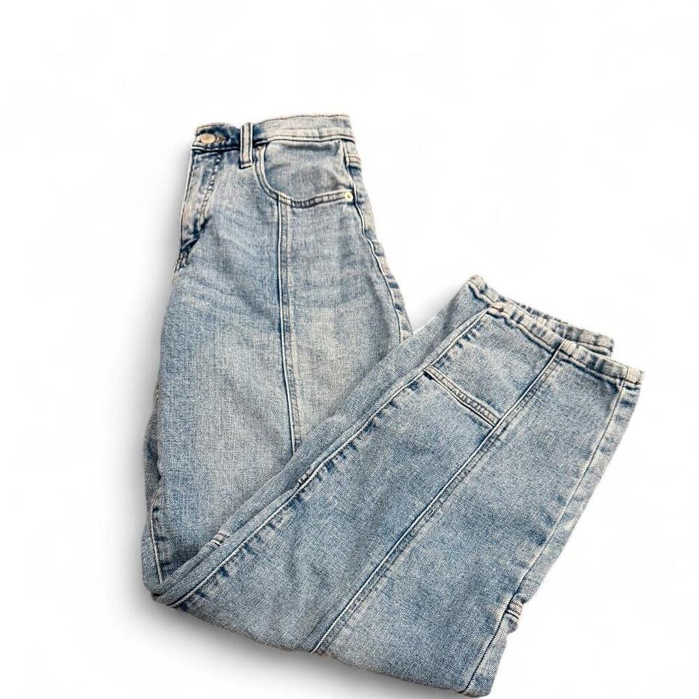 Banana Republic High-Rise Barrel Jeans Paneled Seam Medium Light Wash 25/0 Tall